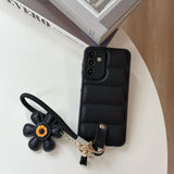 Fashion Down Jacket Sunflower Wrist Strap Phone Case for Samsung