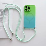 Magnetic Gradient Color Crossbody Lanyard Shockproof Case For iPhone