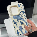 Ocean Shark Whale Pattern Leather Texture TPU Phone Case For iPhone