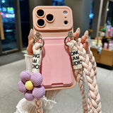 Cute 3D Flower Crossbody Wallet Silicone Case for iPhone