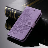 Leather Embossed Flower Magnetic Wallet Flip Case for Samsung