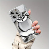 Clear Crystal Apple Pattern Plating Glass Phone Case For iPhone