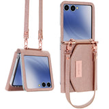 Leather Wallet Case With Wrist Strap for Samsung Z Flip