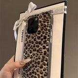 Cute Leopard Print Clear Shockproof Silicone Phone Case For iPhone