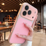 Litchi Leather Lens Protector Shockproof Case for iPhone