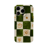 Green & Orange Check Double-layer Back Phone Case for IPhone