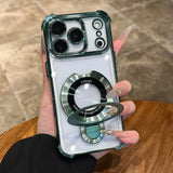 Plating Magnetic With Stand Shockproof Case For iPhone