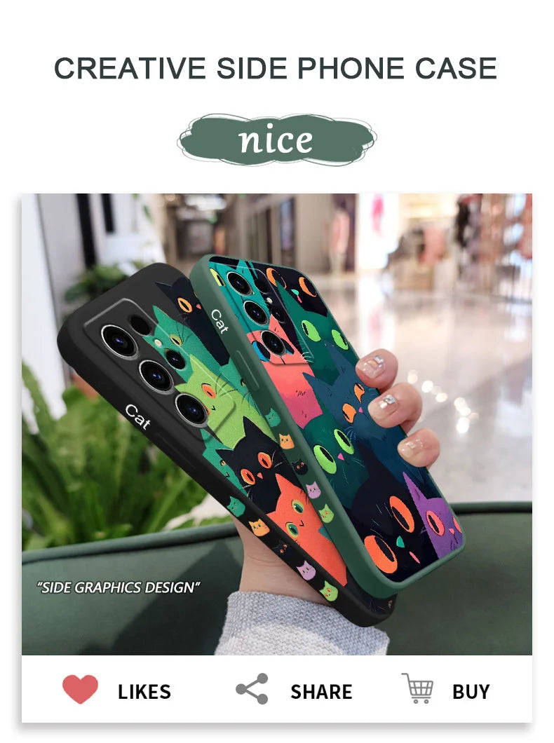 Colorful Cat Phone Case For Samsung Galaxy