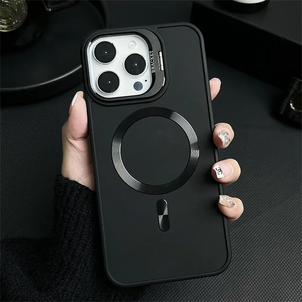 Magnetic Camera Bracket Matte Case for iPhone