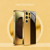 Black Gold Electroplated tempered glass phone case for Samsung