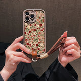 Cute Flower Lanyard Strap Rope Silicone Soft Phone Case for iPhone
