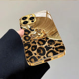 Lion Leopard Print Gold Glass Case for iPhone