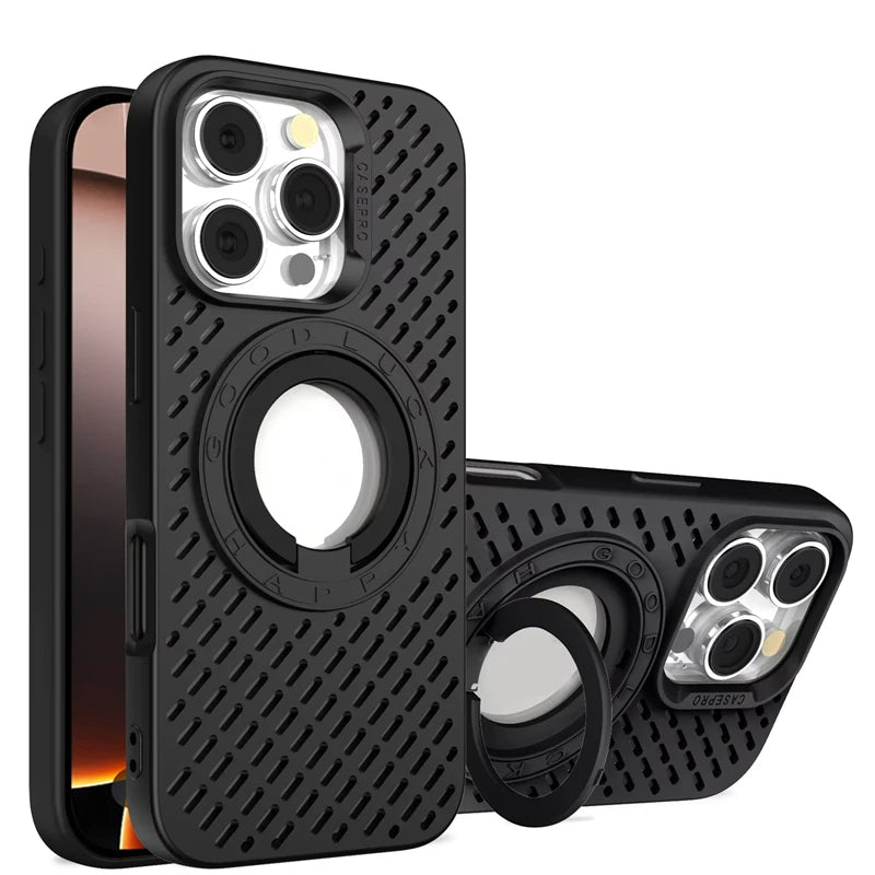 Heat Dissipation Breathable Magnetic Ring Holder Case For iPhone