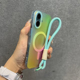 Clashing Colours Chameleon Magnetic Shockproof Lanyard Soft Case for iPhone