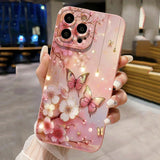 Butterfly & Floral Design Matte Shockproof Phone Case for iPhone