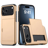 Luxury Solid Color Push Pull Wallet Card Slot Phone Case For iPhone