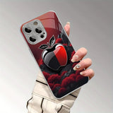 Creative Red & Black Apple Tempered Glass Phone Case for iPhone