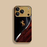 Luxury Golden Horse Pattern Glass Case for iPhone