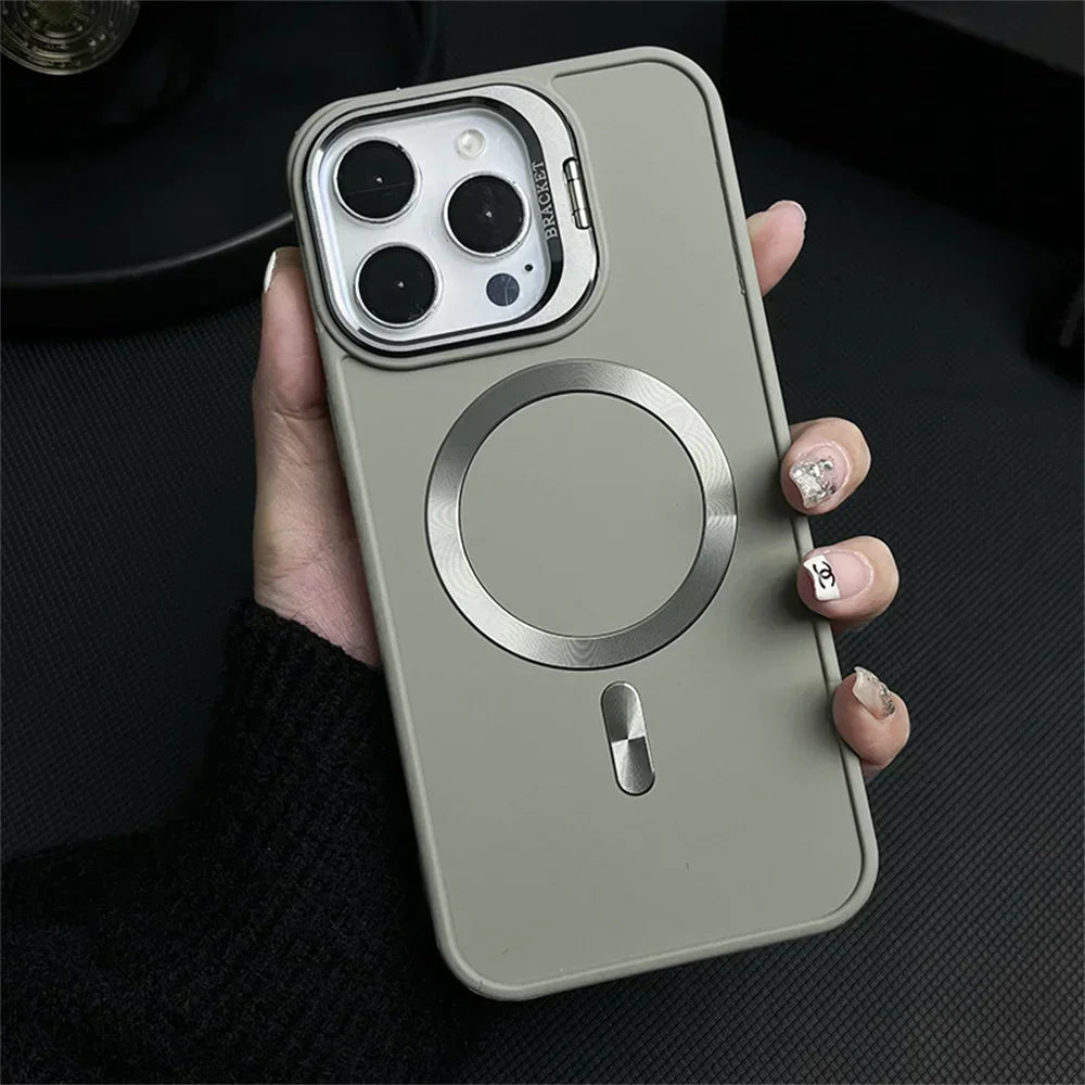 Magnetic Camera Bracket Matte Case for iPhone
