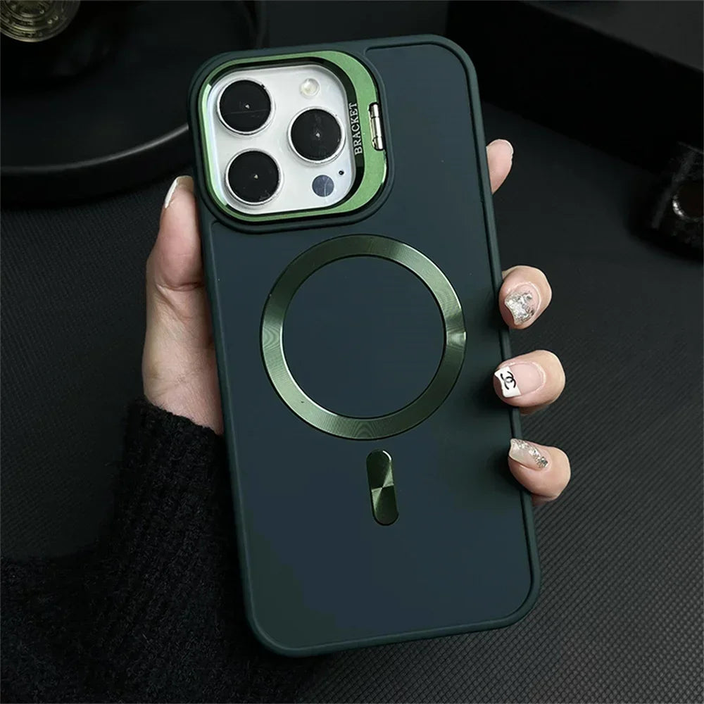 Magnetic Camera Bracket Matte Case for iPhone