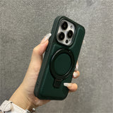 Luxury Business Leather Ring Stand Magnetic Case For iPhone