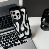 3D Flame pattern Hollow Slim Shockproof Phone Case for iPhone