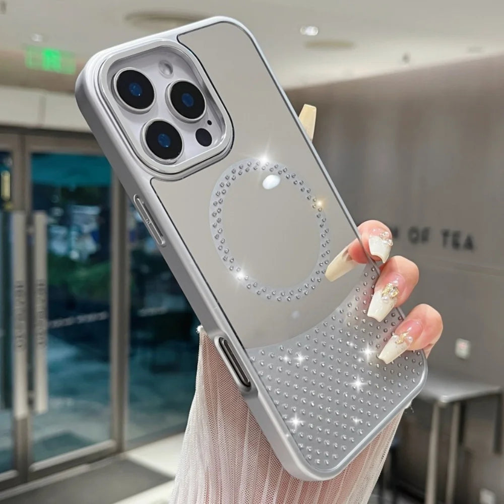 Glitter Diamond Magnetic Mirror Case For iPhone