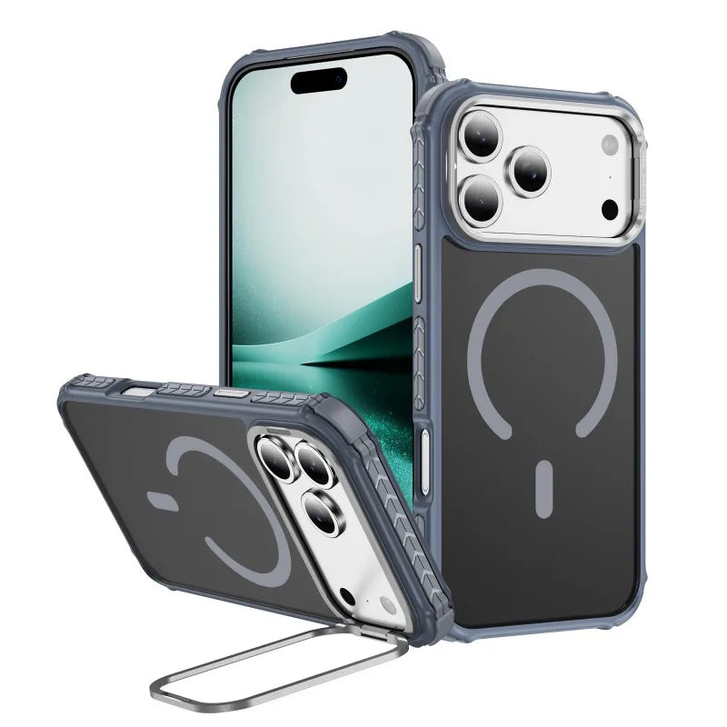 Skin-friendly Shockproof Magnetic Charge Lens Bracket Case For iPhone
