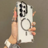 Transparent Acrylic Airbag Camera Stand Magnetic Case for Samsung