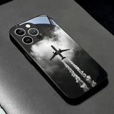 Minimalist Air Travel Print Tempered Glass Phone Case For iPhone