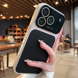 Litchi Leather Lens Protector Shockproof Case for iPhone