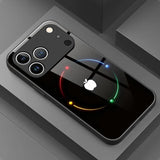 Colorful Halo Apple Pattern Tempered Glass Phone Case For iPhone