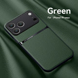 Luxury Leather Magnetic Shockproof Case For iPhone