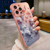 Butterfly & Floral Design Matte Shockproof Phone Case for iPhone