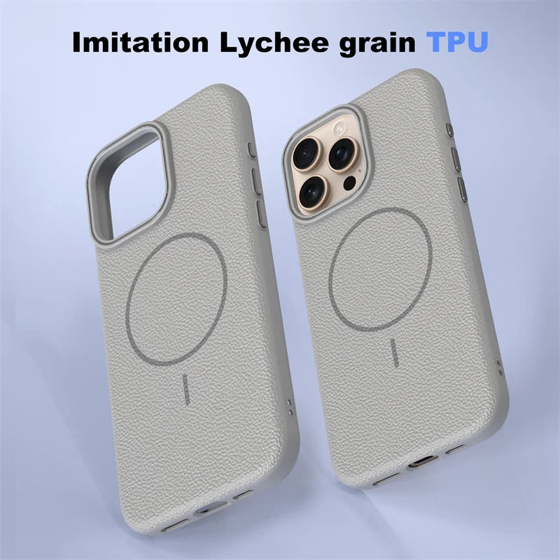 Leather Lichee Texture Protector Magnetic Case For iPhone
