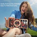 Flower Totem Cork Material 360 ° Rotating Stand Phone Case for Samsung