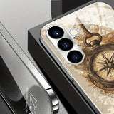 Vintage Nautical Compass Pattern Tempered Glass Case For Samsung