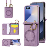 Leather Magnetic Crossbody Wallet Case for Samsung Z Flip