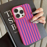 Colorful Striped Minimalist Couple Phone Case for iPhone