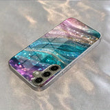 Dazzling Galaxy Electroplated Tempered Glass Phone Case For Samsung