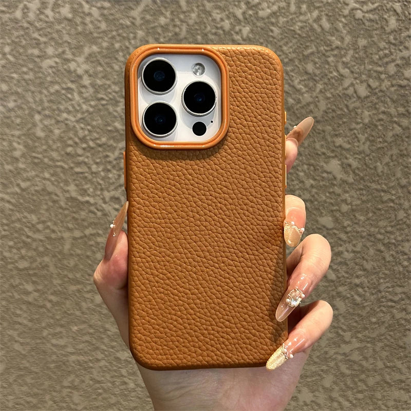 Leather Business Lichee Pattern Phone Case For iPhone