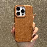 Leather Business Lichee Pattern Phone Case For iPhone