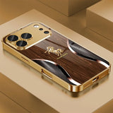 Luxury Golden Horse Wood Grain Pattern Case for iPhone