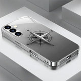 Metal Compass Pattern Tempered Glass Phone Case For Samsung