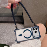 Crossbody Lanyard Magnetic Shockproof Clear Case For iPhone