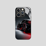 Black Cool Car Pattern Glass Material Phone Case For iPhone