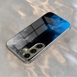Blue & Black Smoke Swirl Tempered Glass Phone Case for iPhone