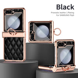 Leather Electroplated Ring Holder Shockproof Case for Samsung