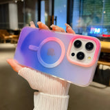 Rainbow Gradient Laser Magnetic Matte Phone Case For iPhone