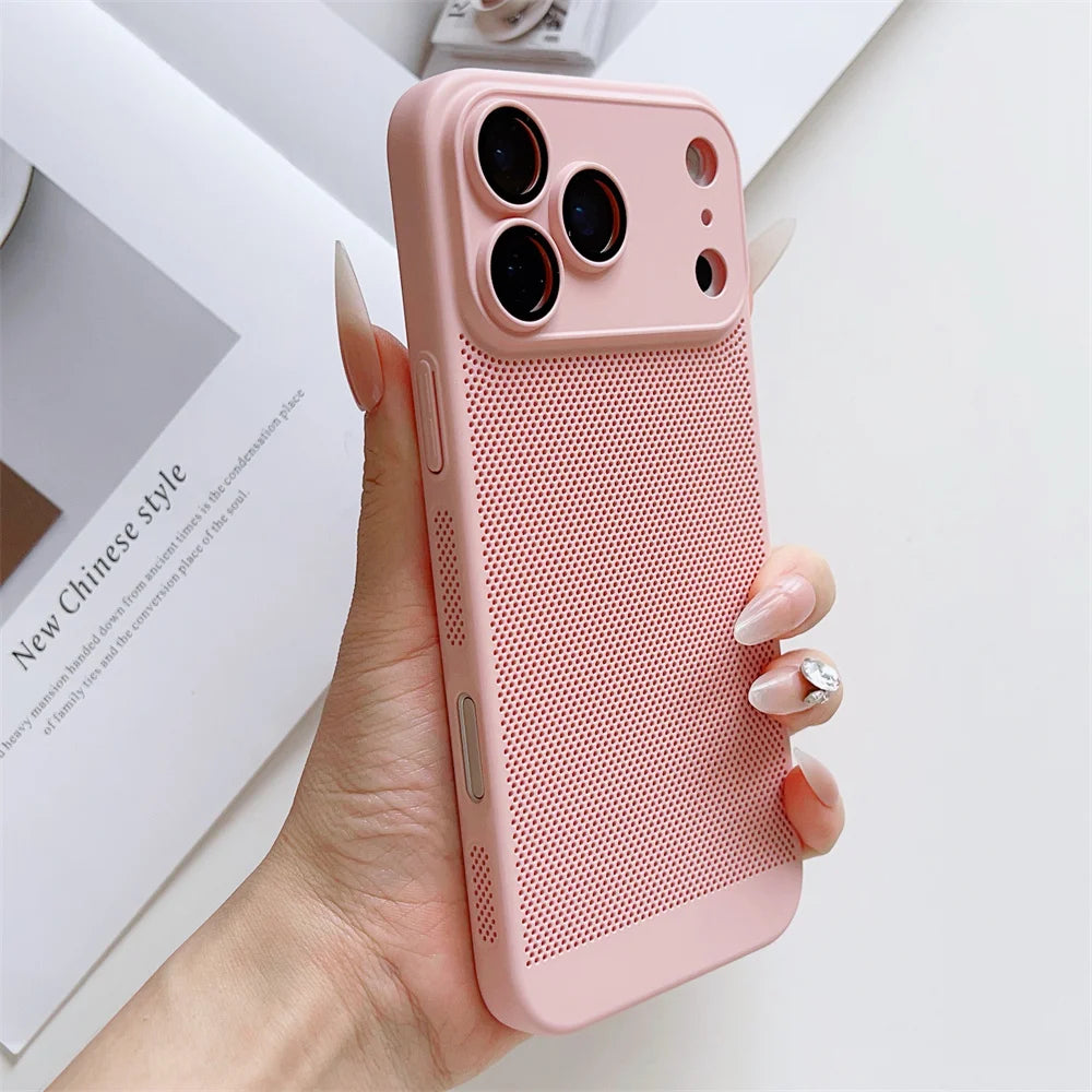 Grid Shell Electroplated Cooling Dissipation Shockproof Case for iPhone